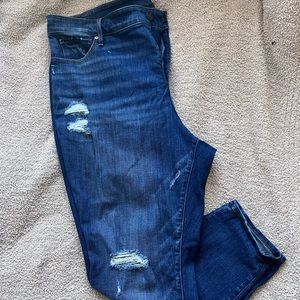 Loft Distressed High Waisted Skinny Jeans